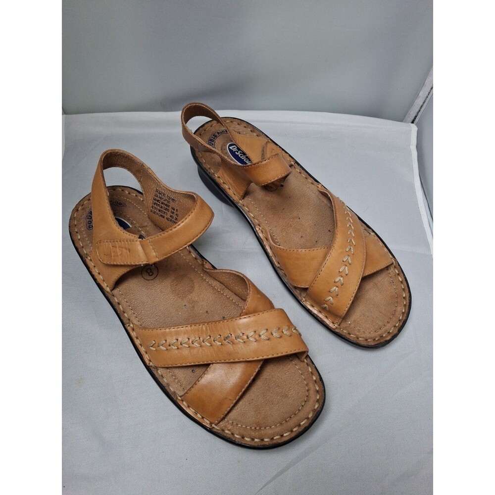 DR SCHOLL'S Tan Leather Slingback Sandals Women's Size 8 Comfort Wedge